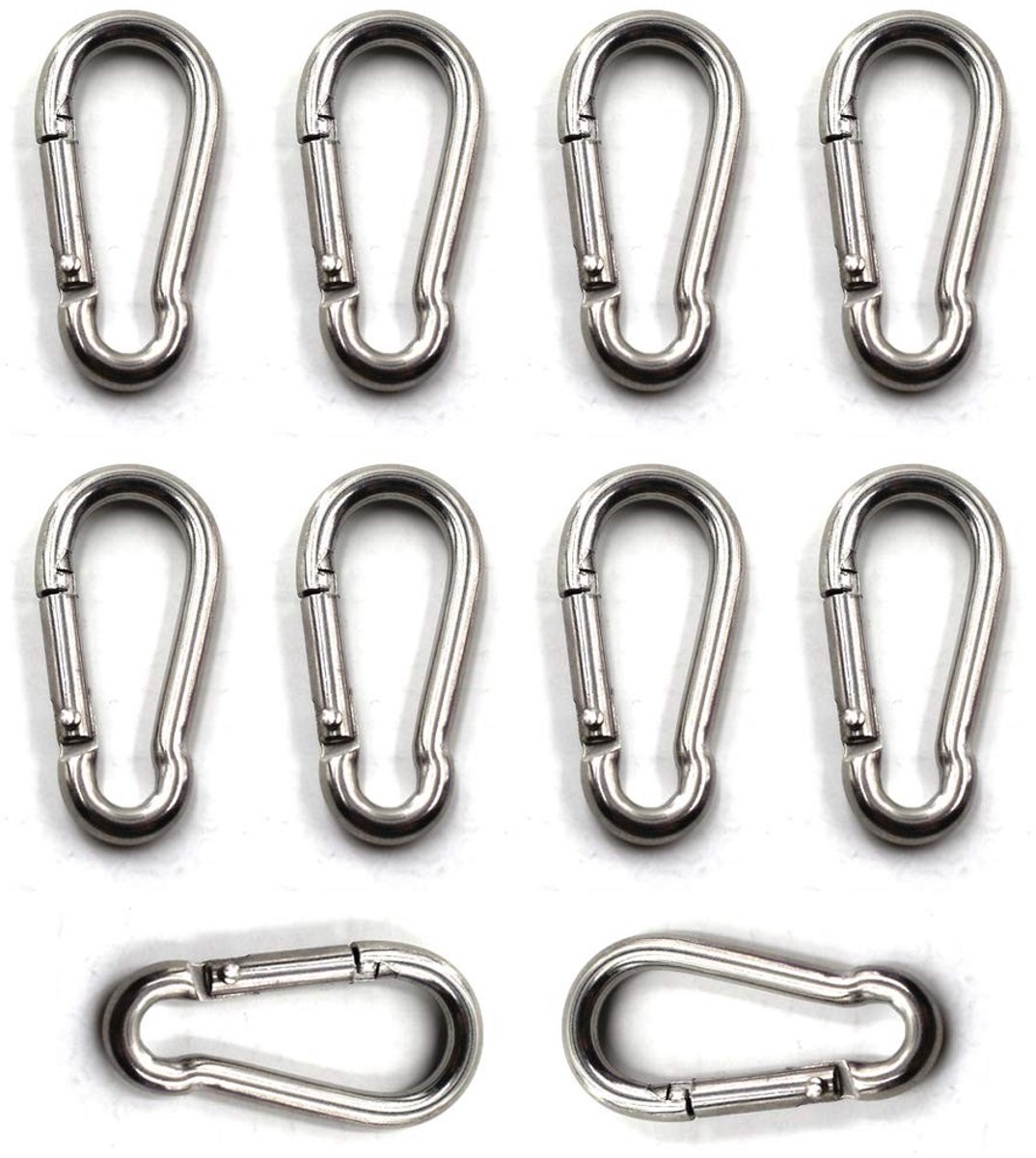Solidchoice - Roestvrijstalen Carabiner Set van 10 voor Outdoor Activiteiten