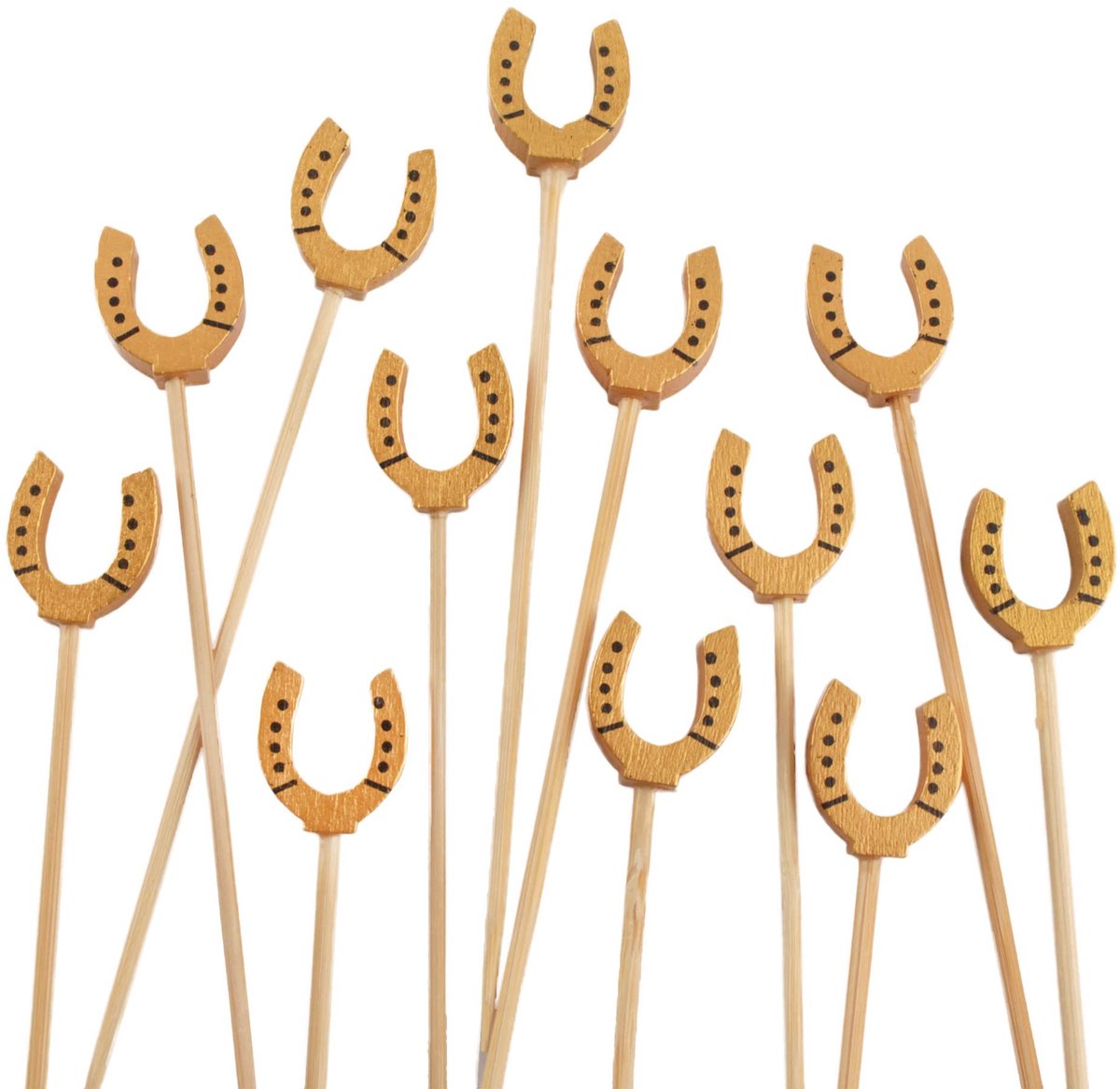 Solidchoice - Decoratieve Bamboe Lucky Hoefijzer Picks - Set van 100 Stuks