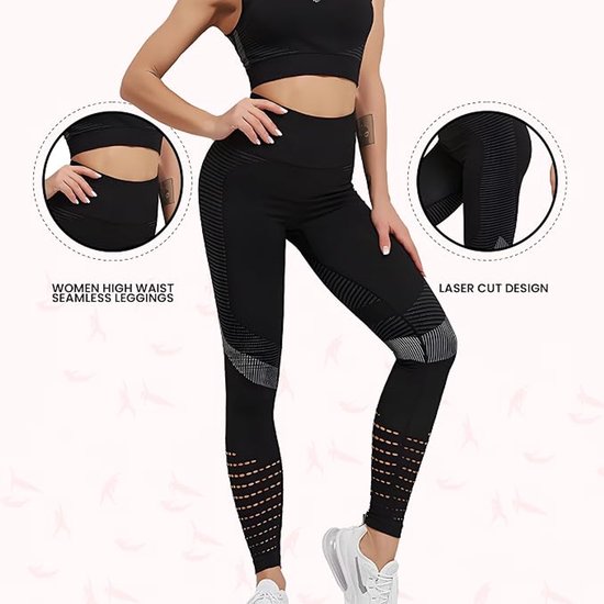 Sportlegging Dames - Fitness Legging - Yoga Legging - High Waist Sport Legging - Anti Cellulite - Shapewear Dames - Push Up - Butt Lifter - Sportkleding Dames - Booty - zwart XL — afbeelding 2