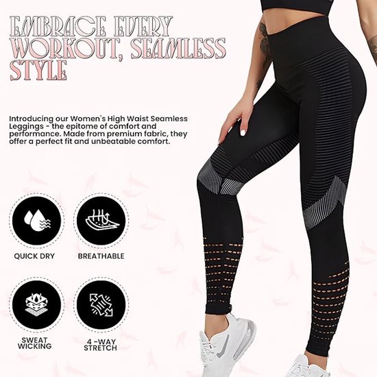 Sportlegging Dames - Fitness Legging - Yoga Legging - High Waist Sport Legging - Anti Cellulite - Shapewear Dames - Push Up - Butt Lifter - Sportkleding Dames - Booty - zwart XL — afbeelding 5