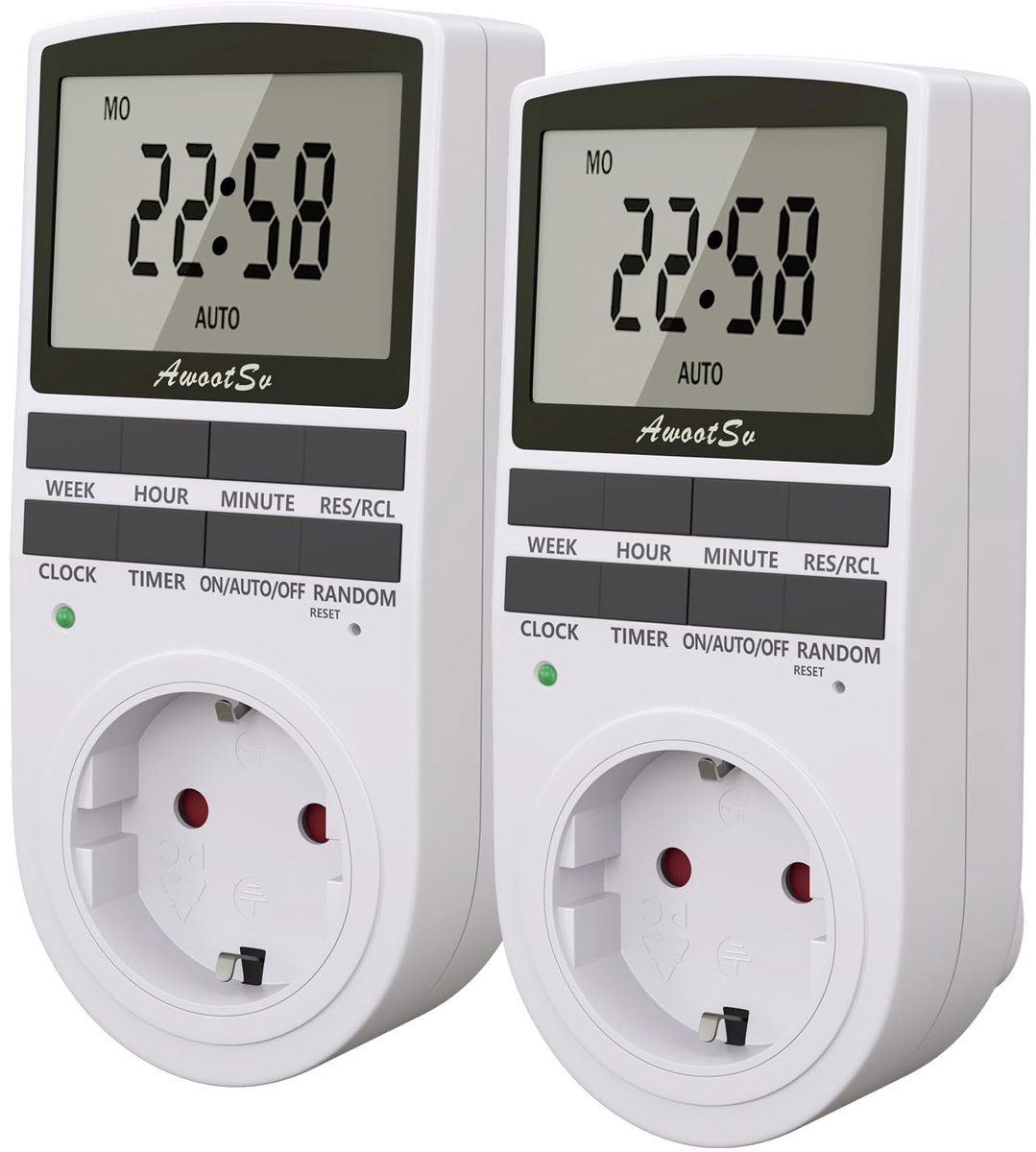 Awootsv Digitale timer met 24 uur/week lcd-display, binnenstekker in elektrische timer voor licht en huishoudelijke - ShopVlot