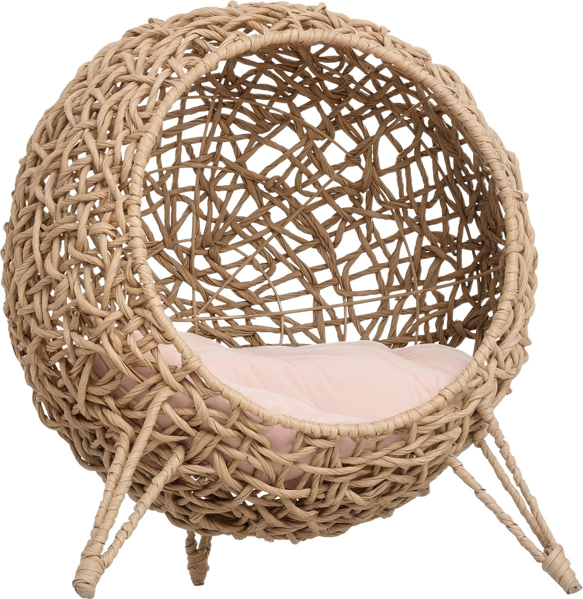 PawHut Rattan Kattenhuis - Geweven Hars - 52x52x58cm - Beige