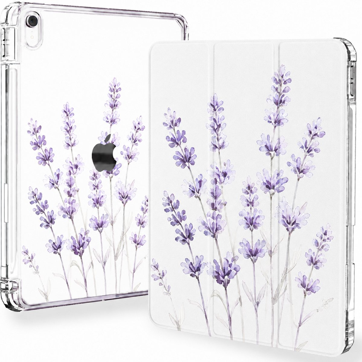 Sounix Tablet hoes geschikt voor Apple iPad 11 (2025) A16 / Apple iPad 10.9 (2022) - Hoesje met Pencil Houder Uitsparing - Paarse bloem