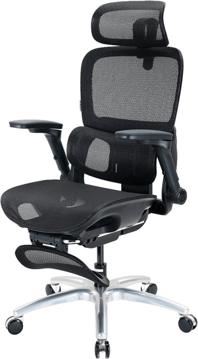 ULTRADESK INNOVATOR Ergonomische Gaming Stoel - Ademend Mesh - 6D Armleuningen - Met Voetensteun - Belastbaar tot 150 kg - Zwart