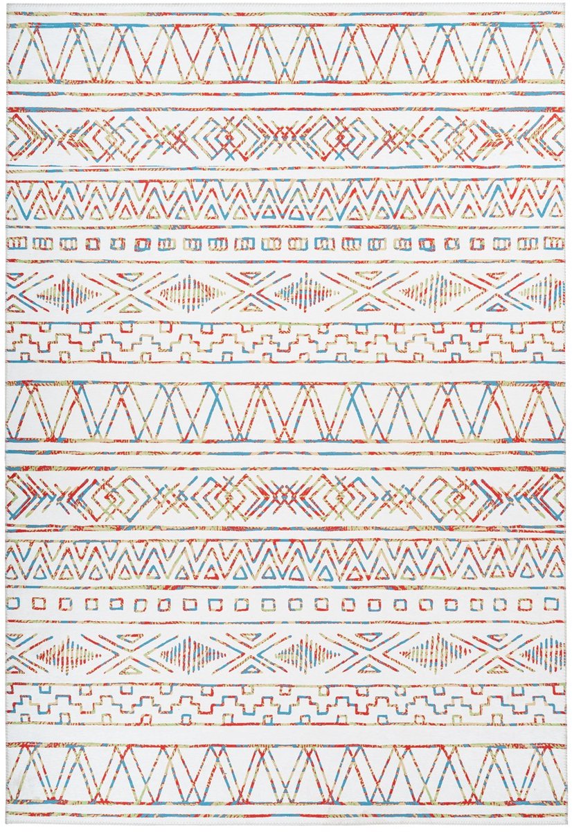 Padiro laagpolig vloerkleed 120 x 170 cm - beige - vintage patroon - geschikt voor vloerverwarming - van polyester