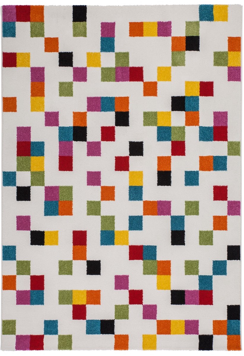 Padiro laagpolig vloerkleed 120 x 170 cm - meerkleurig - modern abstract design - geschikt voor vloerverwarming - van polypropyleen