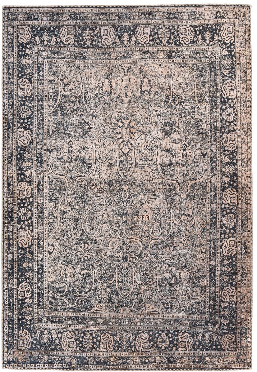 Padiro laagpolig vloerkleed 150 x 230 cm - meerkleurig / zwart - oosters vintage patroon - geschikt voor vloerverwarming - van polyester
