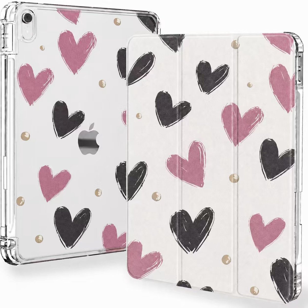 Sounix Tablet hoes geschikt voor Apple iPad 11 (2025) A16 / Apple iPad 10.9 (2022) - Hoesje met Pencil Houder Uitsparing - Tweekleurig hart