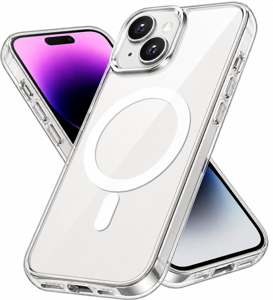 YSONIC Hoesje Geschikt voor Apple iPhone 15 Transparant - Siliconen Back Cover - Case Geschikt voor MagSafe - 2500g Magnetische Trekkracht