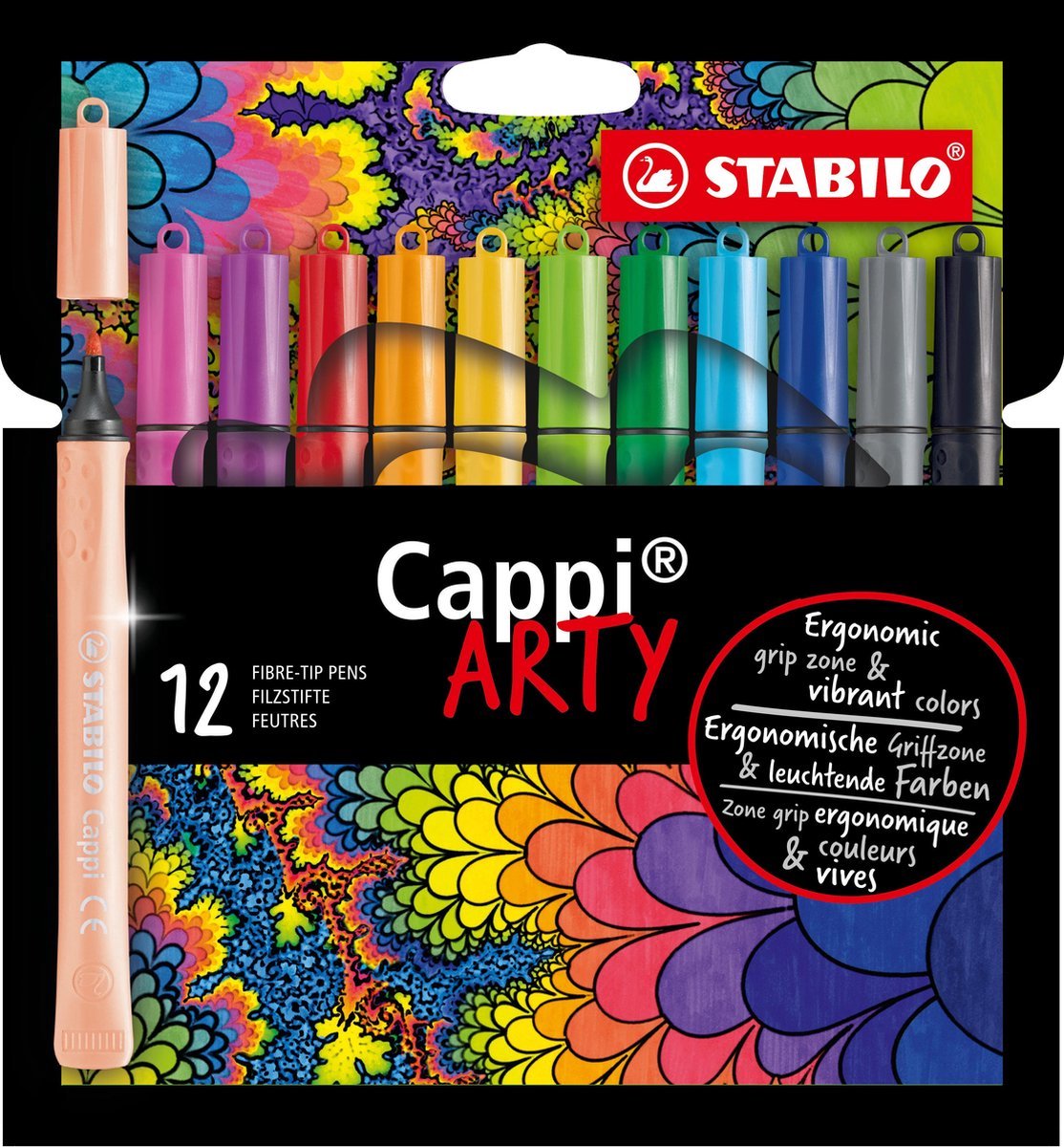 Stabilo Cappi - Arty - 12 stuks - viltstift - met etui en dopring