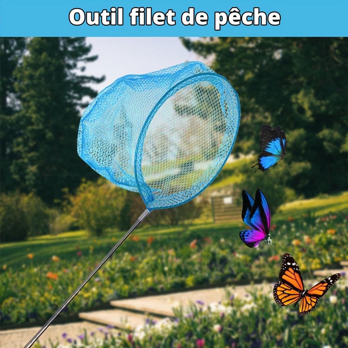 Telescopisch schepnet voor kinderen - 3 Stuks - 37 tot 85 cm - Uitschuifbaar Visnet - Telescoop Schepnet - vlindernet - Vijver Schepnet - Insectennet - Landingsnet - Visnetje/schepnetje/vlindernetje - Zwembad Schepnet - Buiten speelgoed – foto 4