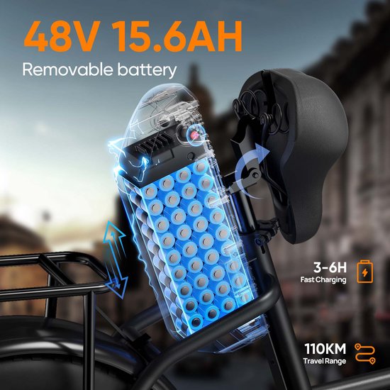 E20PRO 20"x4 elektrische fiets met uitneembare 48V 15,6Ah-accu — afbeelding 2