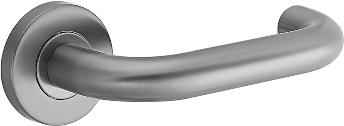 Deurkruk (2x) Valentina rond model u 20mm haaks op rozet geborsteld gun metal PVD gecoat | Ronde deurklinken