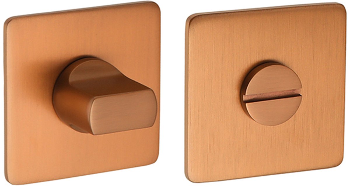 Rozet met toilet / badkamersluiting vierkant 55x3 mm ultra dunne rozet van 3mm brons geborsteld PVD gecoat