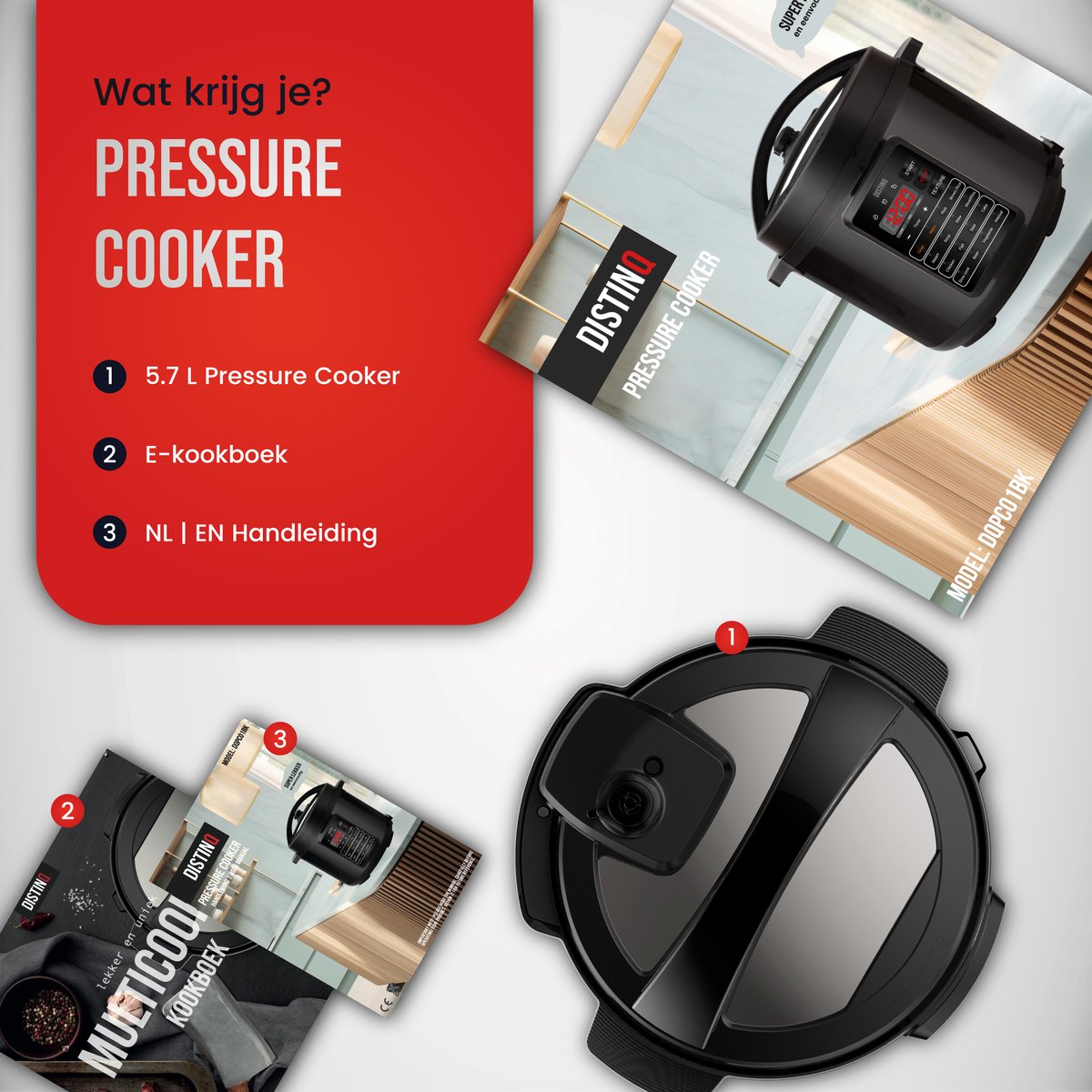 DistinQ Multicooker 9-in-1 - Snelkookpan - Pressure cooker - Rijstkoker - Slowcooker - Stomer - Sous-vide – foto 8