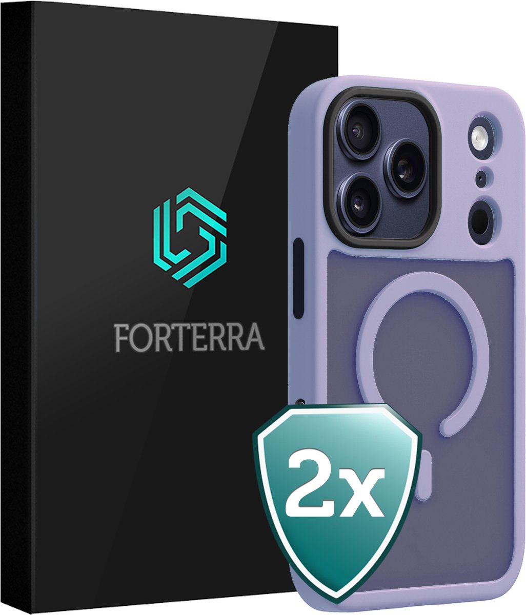 Hoesje 2 Stuks - Geschikt voor Apple iPhone 18 Pro Max - Magsafe Compatible - Sterk & Shockproof - Shock Proof Case - Back Cover - Telefoon Hoes - Lila