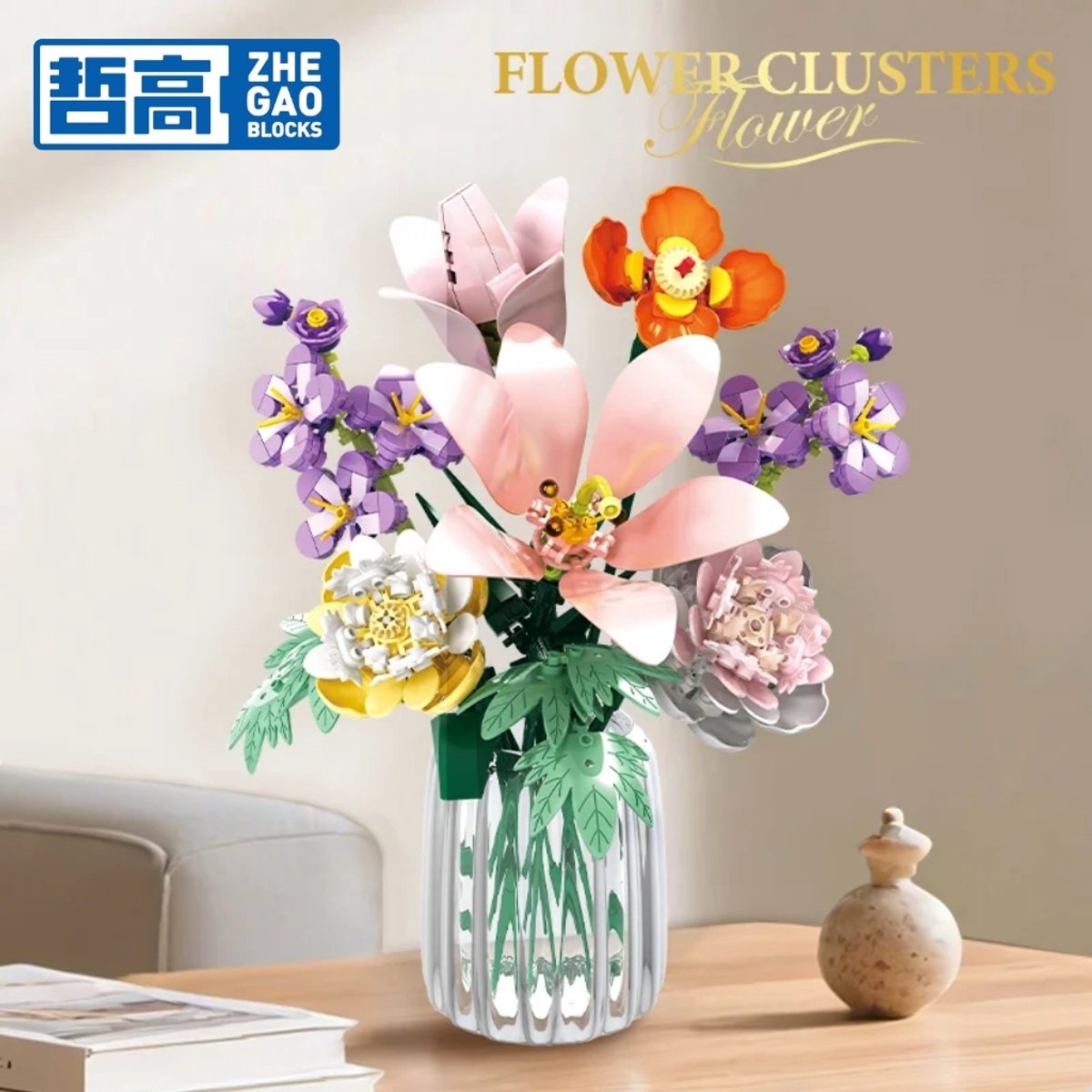 Zhe Gao 11120 Zomer bloemen boeket bouwset | Botanical Flowers Collection modelbouw | Classic Creator STEM speelgoed bouwpakket voor volwassenen en kinderen | Educatief decoratie Kunstbloemen niet geschikt voor Lego | bouwdoos met 563 bouwstenen — afbeelding 7