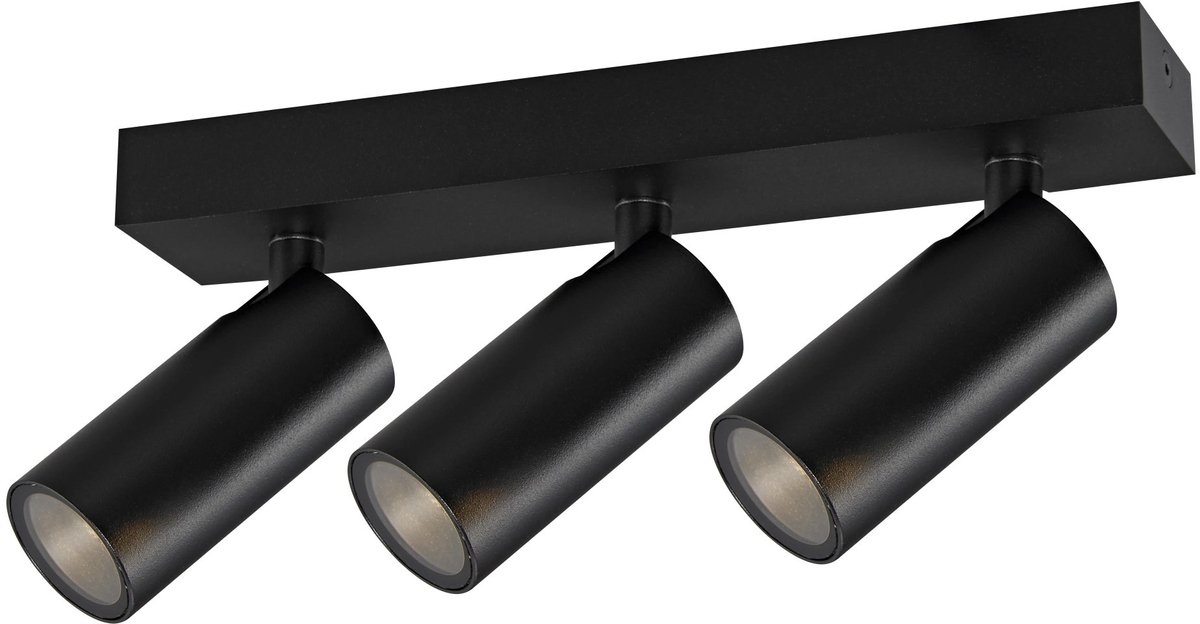 Xia plafondspot met 3 richtbare lichtpunten in zwart, GU10 fitting, IP44 voor badkamer, dimbaar, excl. lichtbron