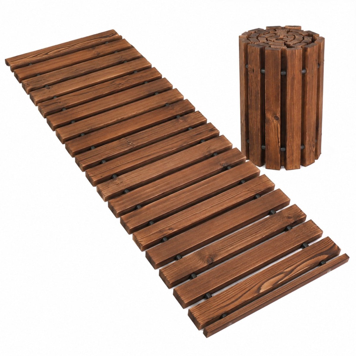 CINK & Co Oprolbaar Houten Tuinpad 244 x 43 cm - Loopmat voor Tuin, Strand en Camping - Bruin