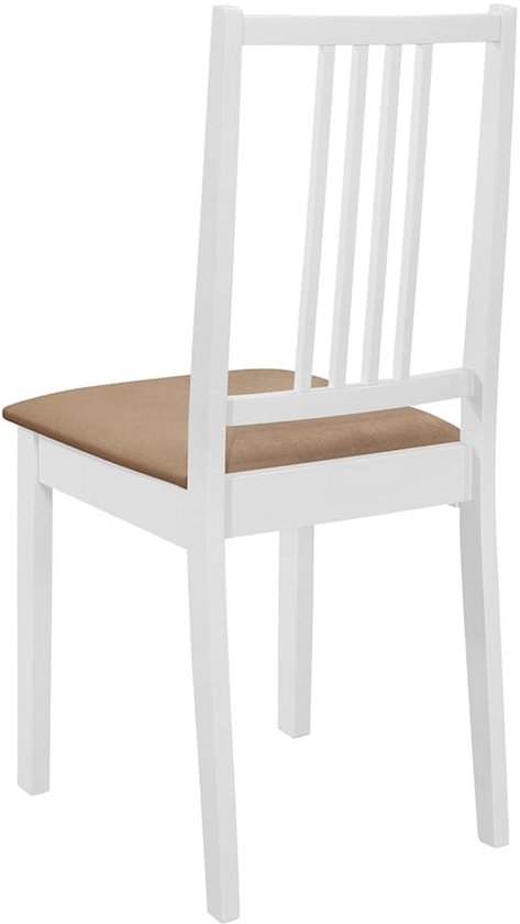vidaXL Chaises de salle à manger avec coussins 2 pcs Bois massif Blanc - Chaise de salle à manger - Chaises de salle à manger - Chaise de salle à manger - Chaises de salle à manger