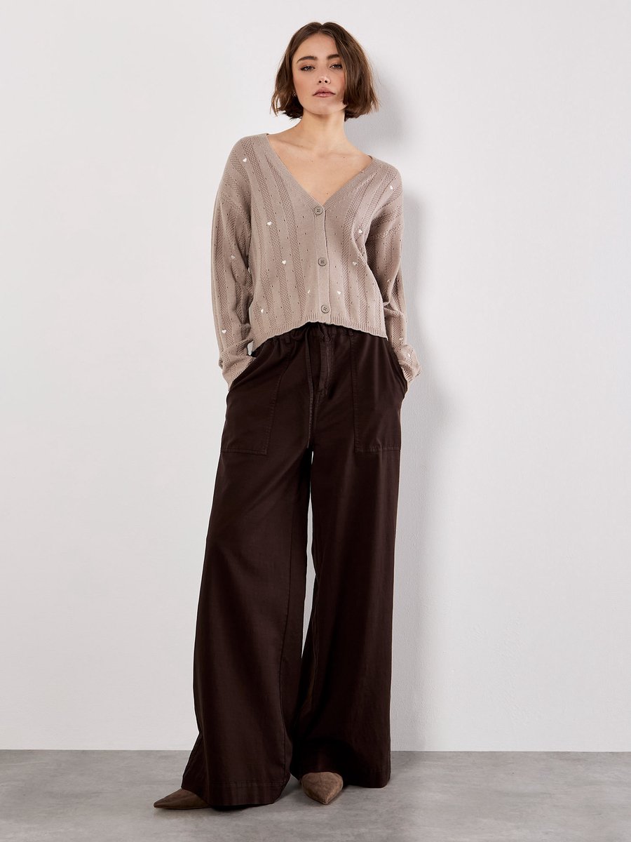 Embroidered Heart Pointelle Cardigan
