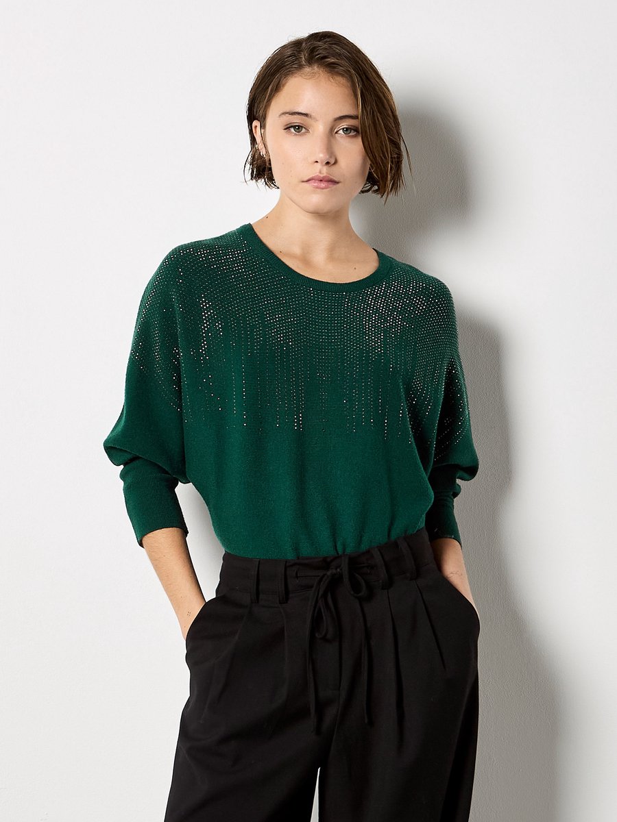 Batwing-trui met studs