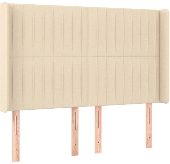 vidaXL - Tête de lit - LED - 147x16x118/128 - cm - tissu - crème
