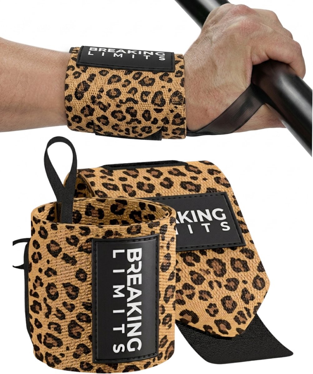 Breaking Limits Wrist Wraps voor Fitness & Crossfit – Polsbandjes voor Krachttraining –Polsbrace - Leopard- 2 Stuks