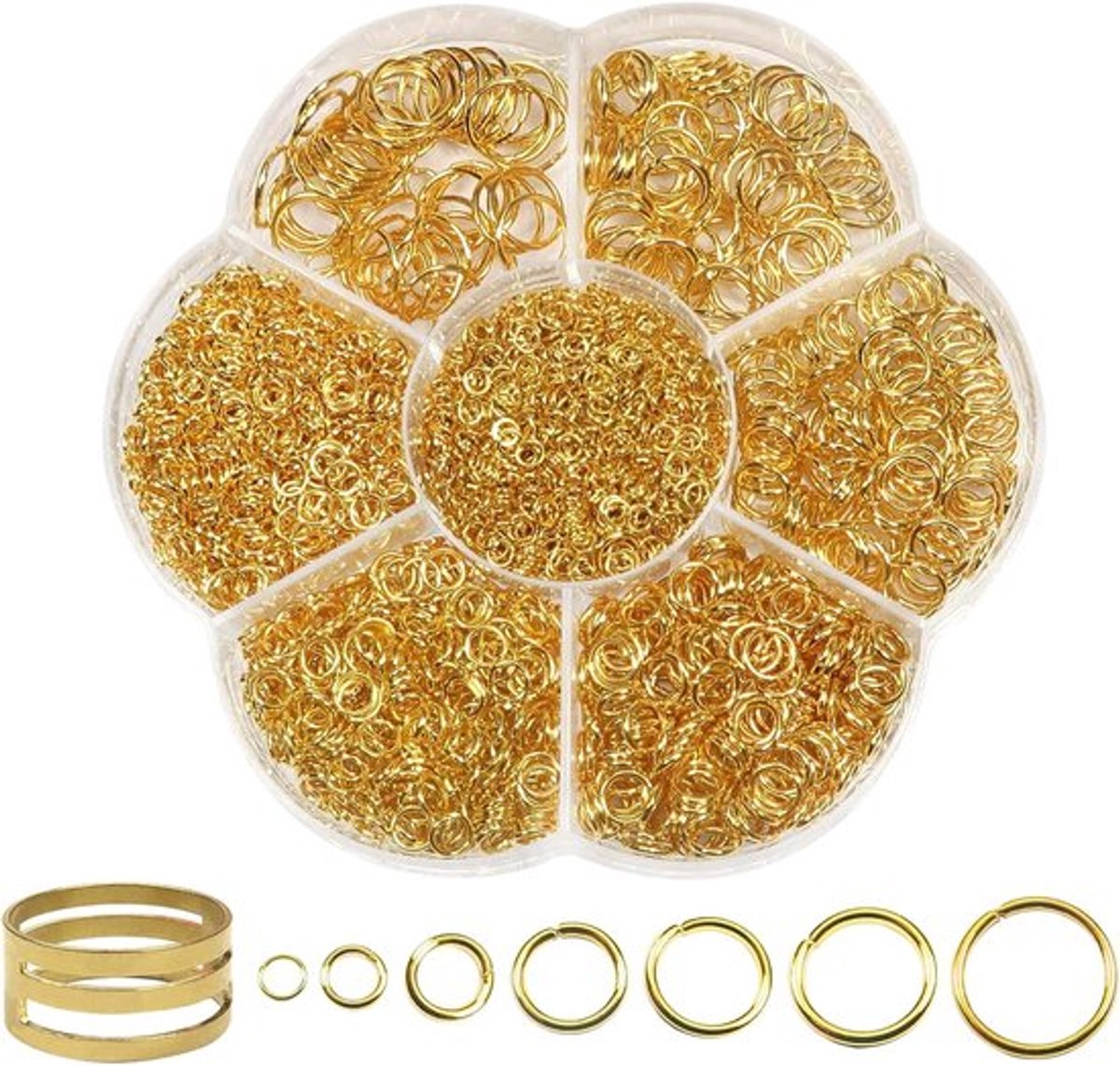 2300 Stuks Gouden Splitringen en Jump Rings van 3 tot 10mm voor DIY Sieraden, Kettingen en Armbanden
