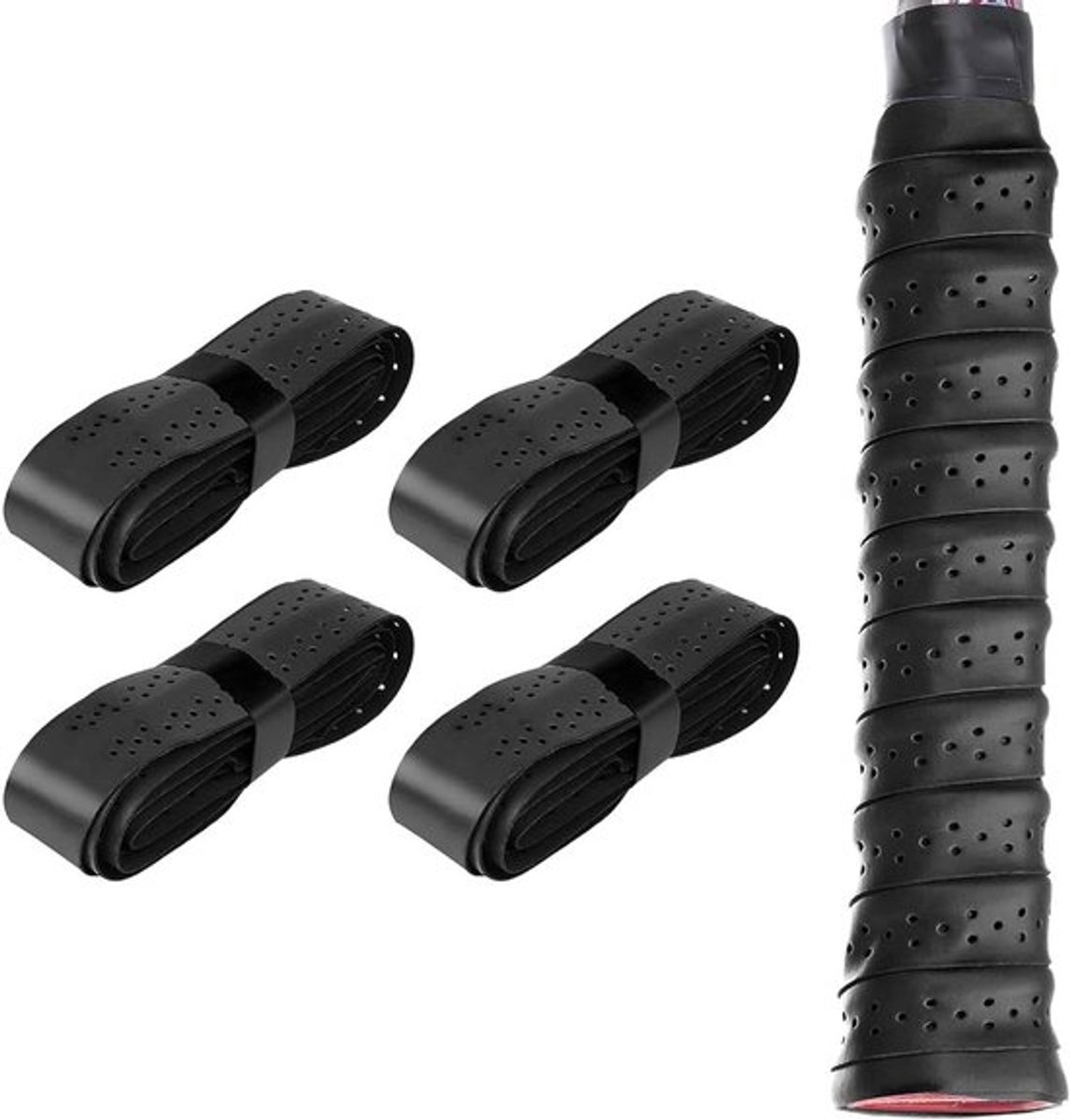 Zwart Zelfklevende Gripband voor Tennis, Badminton en Squash Rackets - Ademend en Antislip Overgrip voor Optimaal Comfort en Controle