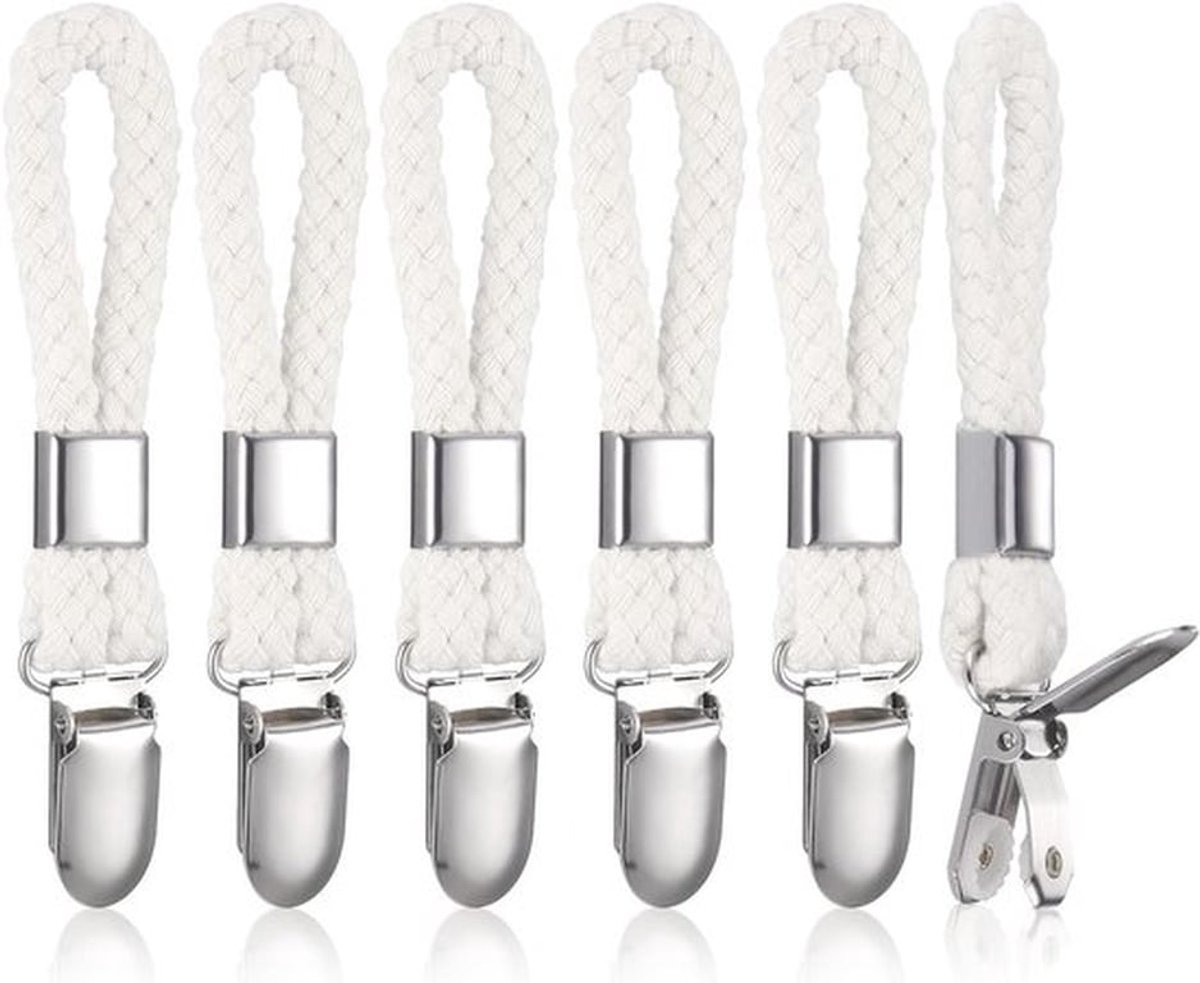 Hanglussen voor handdoeken, handdoekclips en theedoekhouders, zonder naaien, witte haken voor eenvoudig ophangen