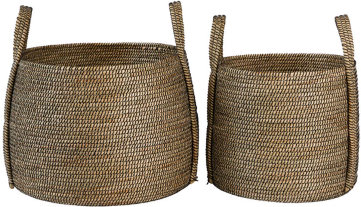 Light&living Mand S/2 Ø36x39+Ø43x42 cm VOLATA zeegras naturel+zwart