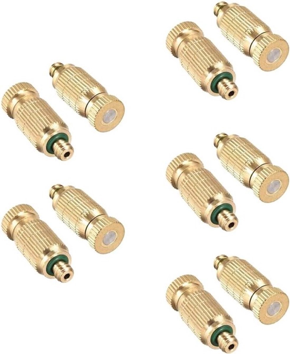 10 Stuks Messing Misting Doppen, 0.2mm Hoge Druk Mist Sprayer voor Tuin, Vernevelingssysteem en Verkoeling