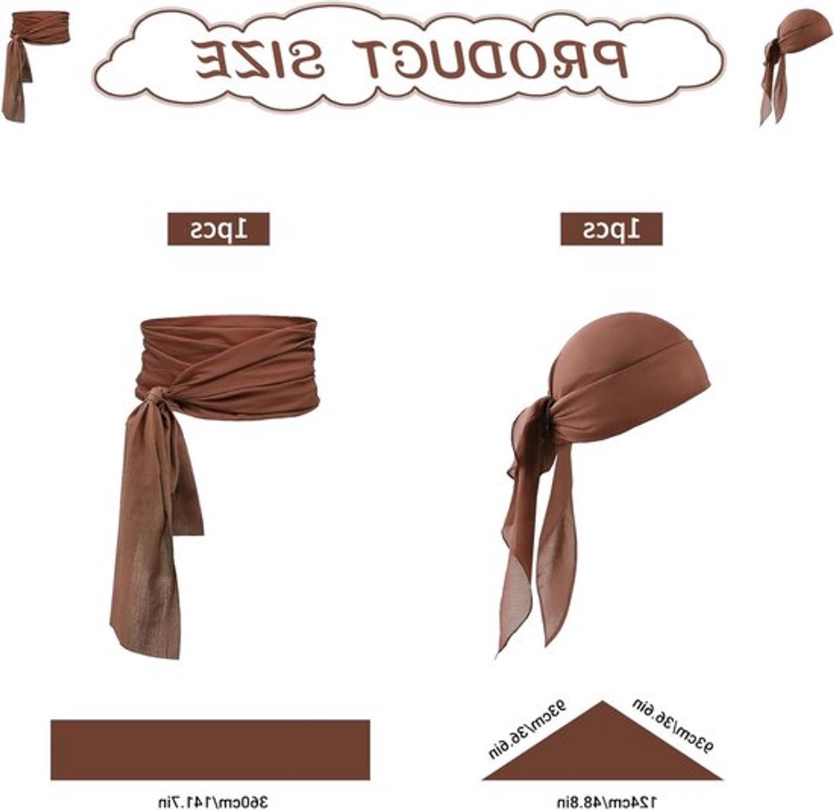 Piratenkostuum Accessoireset met Sjaal en Hoofddoek voor Halloween, Carnaval en Cosplay Feesten