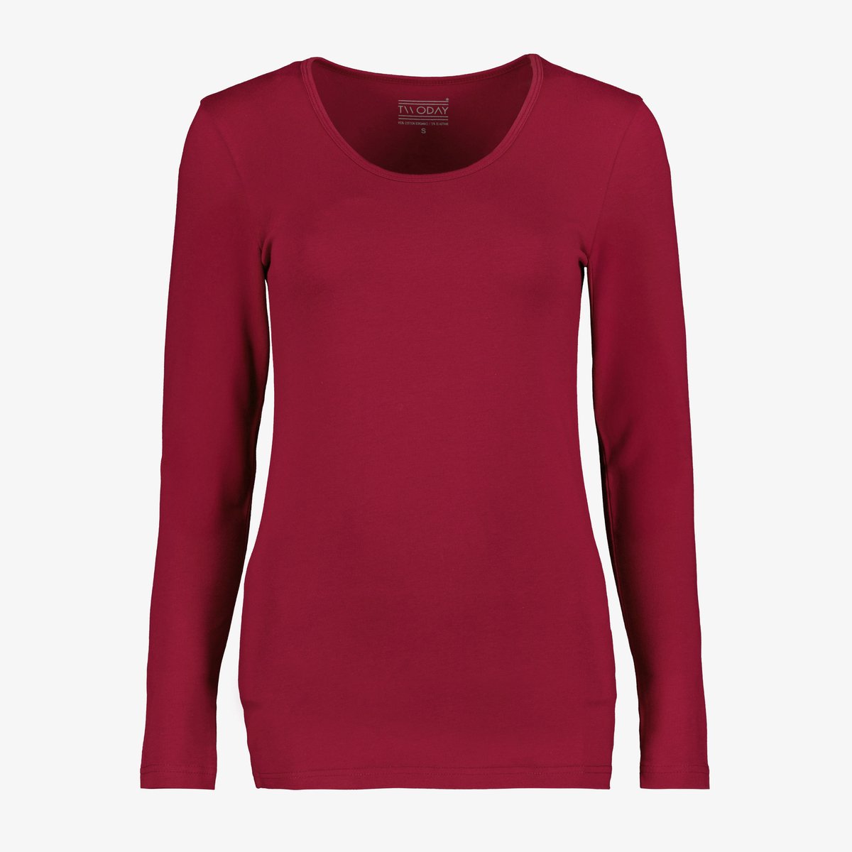 TwoDay dames basic longsleeve shirt bordeauxrood - Maat S