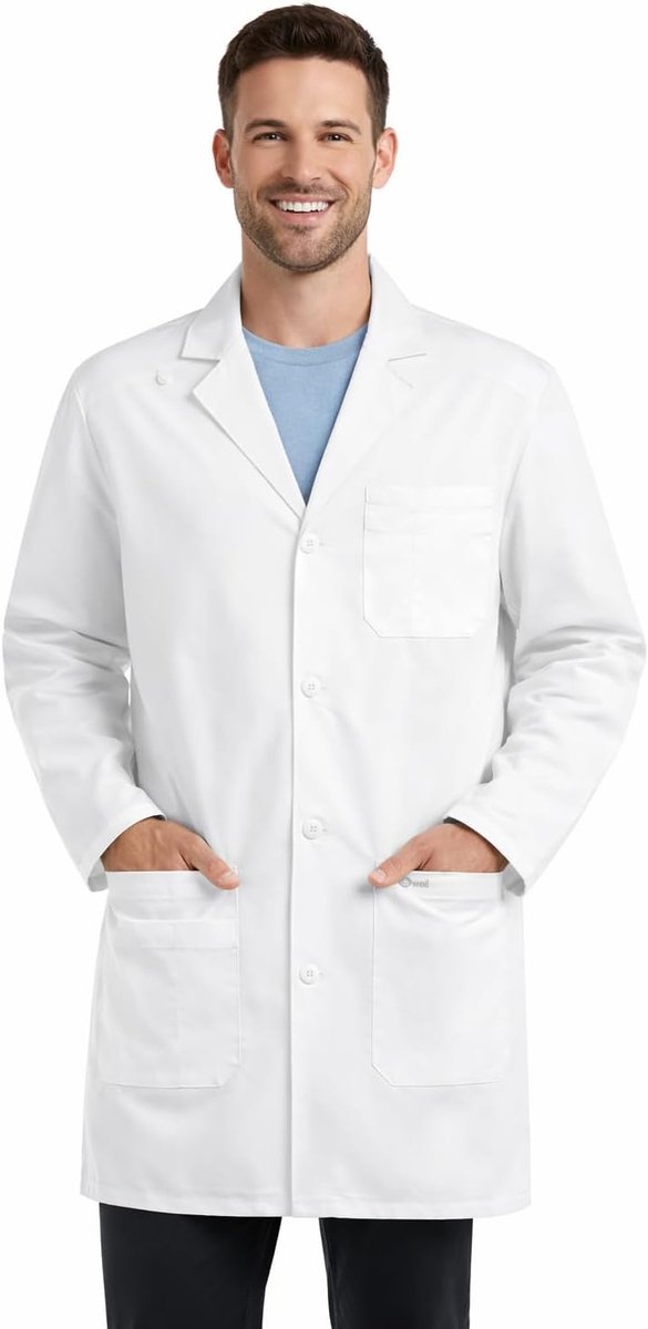 B-well Leonardo Men's Medical Jacket with Stretch ID Loop and Pockets, Breathable Medical Work Jacket for Clinic - ShopVlot