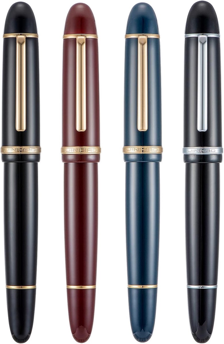 4 Colors Jinhao X159 Acrylic Fountain Pen Set, Size 8 Extra Fine Nib Classic Design Smooth Writing Pen with Ink - ShopVlot