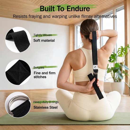 Slim Panda Yoga Riem，250CM Katoen Yogagordel, Praktische Yogaband met Schuifgesp Yoga-accessoire voor Stretchen en - ShopVlot — afbeelding 5