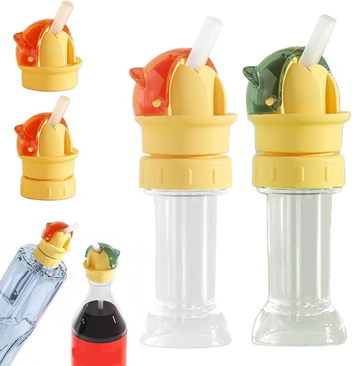 Flesdop Met Rietje - 2 Stuks - Tuitdeksel Opzetadapter - Kinderen Hydrateren - Lekvrije Afdekking - Herbruikbaar - Doppen Voor Flessen - Flessenstop - Stofdicht - Geschikt Voor Sport, Reizen, Kantoor En Dagelijks Gebruik