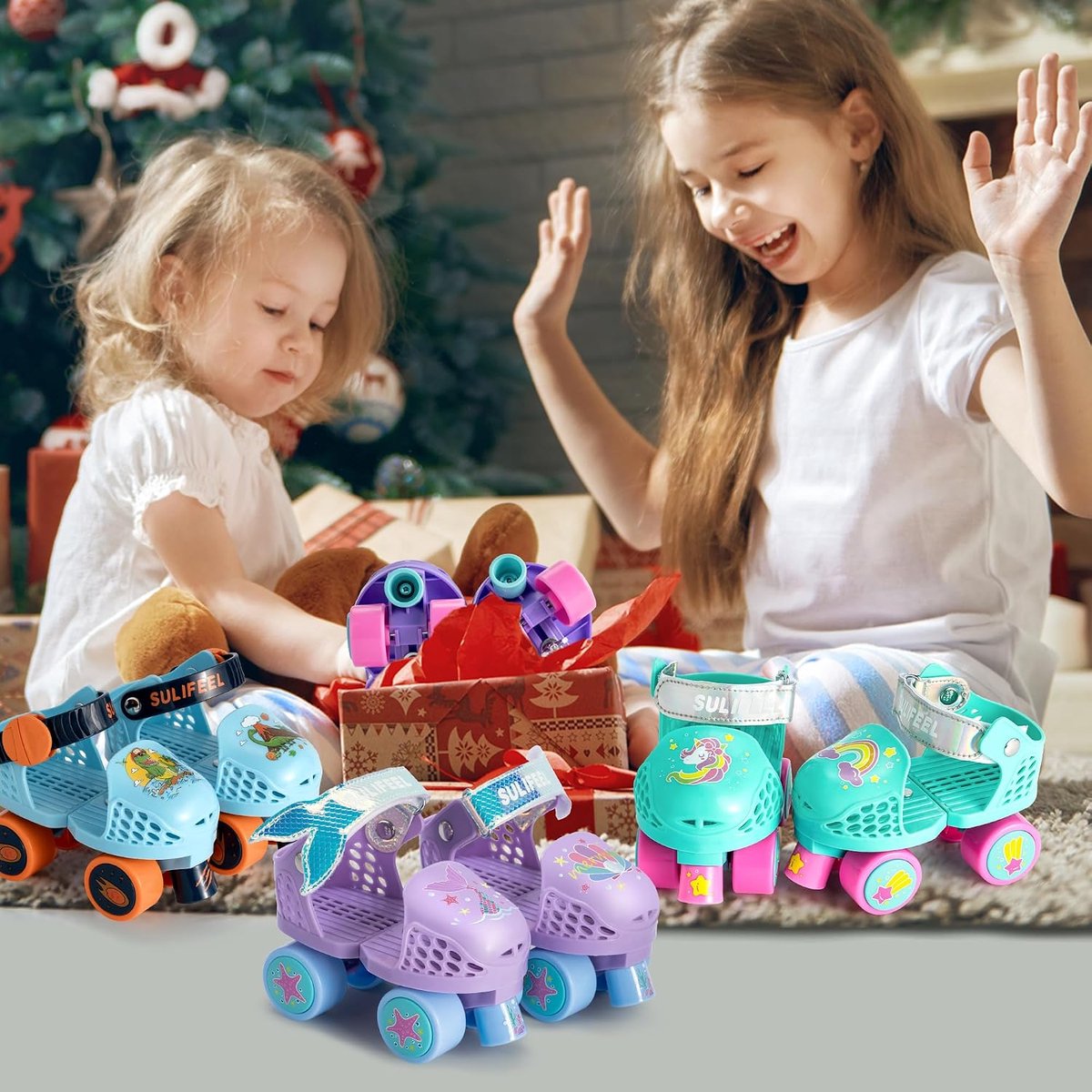 SULIFEEL Quad Roller Skates for Children, Adjustable Roller Skates for Beginners from 2 to 5 Years for Boys and Girls - ShopVlot