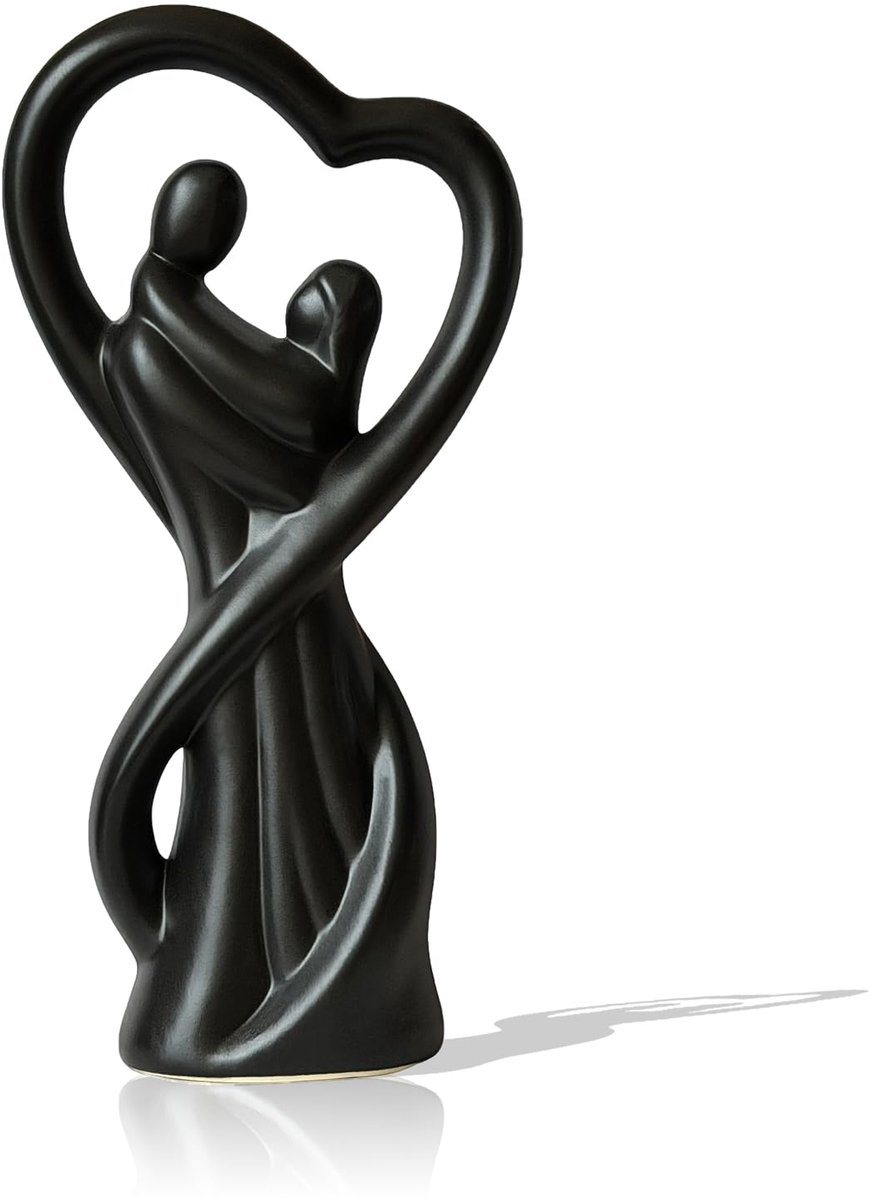 ARJDXDP stijlvolle sculptuur «hart paar», paar sculptuur keramische Home Desktop Ornament, zwart knuffelen paar - ShopVlot
