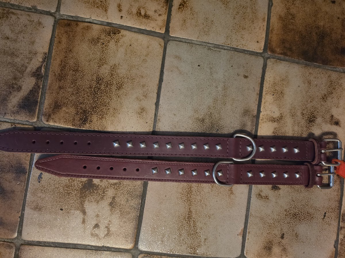 hamilton leren halsband met versiering totale lengte 62 cm dubbel gestikt