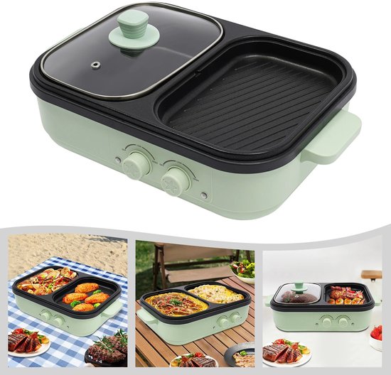 Rolu Hotpot - Hotpot Electrisch - Hotpot Pan - 1300W - Dubbele Temperaturregeling - 1 Tot 3 Personen - 34 × 22 × 13 cm - Tafelmodel — afbeelding 3