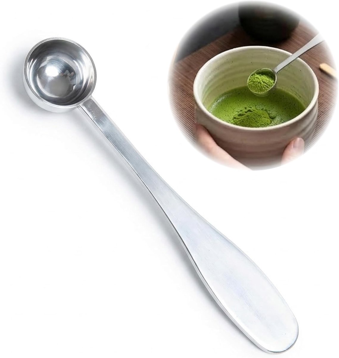 Koffiemaatlepel- Roestvrijstalen koffiemaatlepel - Koffieschep-Maatlepel voor koffiepoeder-eetlepels koffielepel-Voor gemalen koffie, bonen, losse thee- Herbruikbare -Koffielepels -Zilver-2.5ml