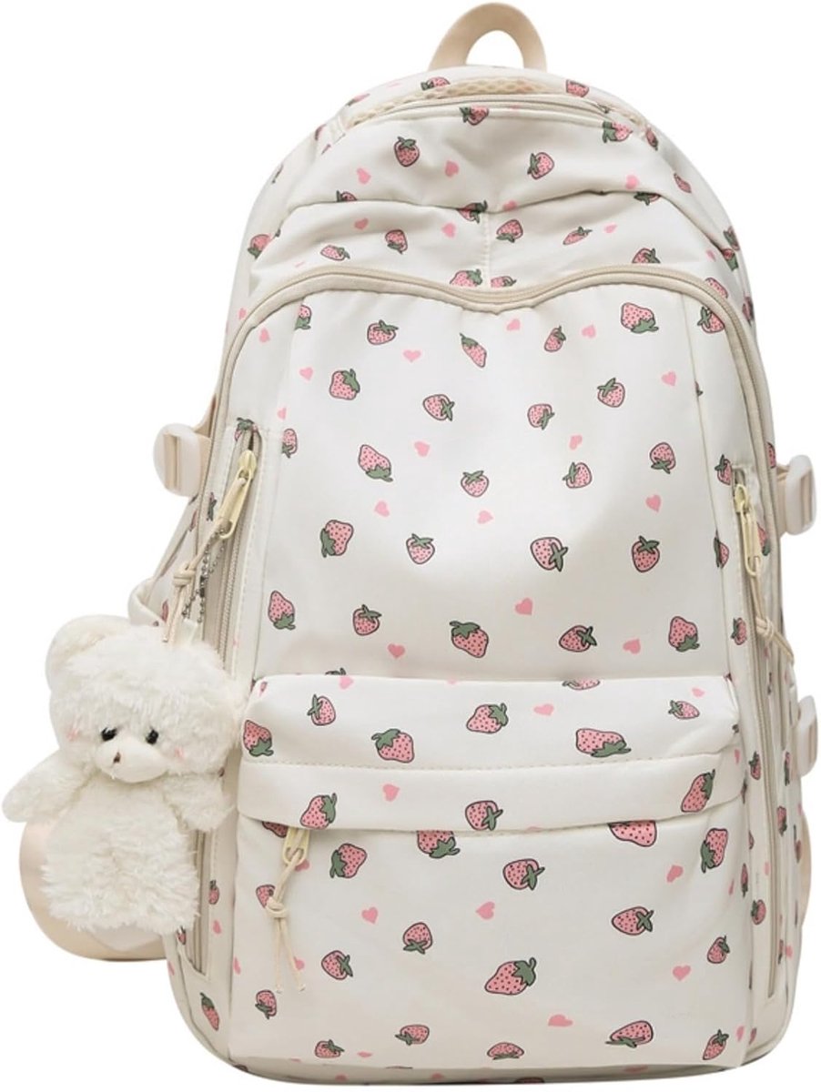 Rugzak voor meisjes - Waterdichte rugzak voor meisjes - Lichtgewicht Strawberry Print Rugzak - Veelzijdig en ruim - Damesrugzak / schoudertas voor reizen en werk - A