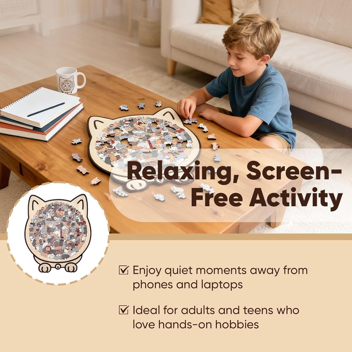 Puzzel - 135 stukjes puzzel - Houten kattenpuzzel - Kat-Vormige Puzzels - Legpuzzel volwassenen - kinderpuzzel - Creatief cadeau voor kattenliefhebbers - Houten puzzel Kat - Onregelmatige puzzel — cadeau in Spellen & Speelgoed - foto 8