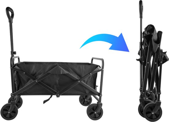 Royal Swiss® Bolderkar XL - Opvouwbaar - Bolderwagen met Draaibare Wielen - Verstelbare Trekstang - Inklapbare Camping Trolley - Zwart van Royal Swiss — afbeelding 5