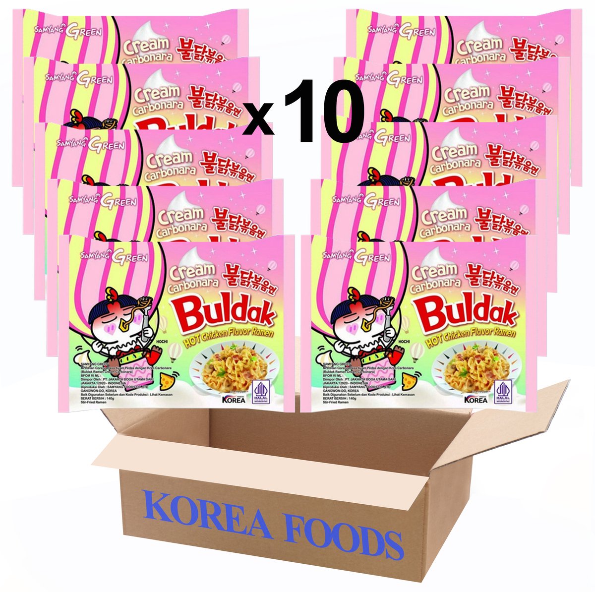 Samyang Buldak Cream Carbonara noodles 140g x 10 pack - HALAL