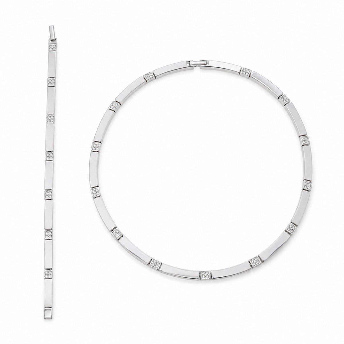 Sieradenset dames zilverkleurig – ketting en armband – rhodium plated – Oostenrijks kristal – nikkelvrij