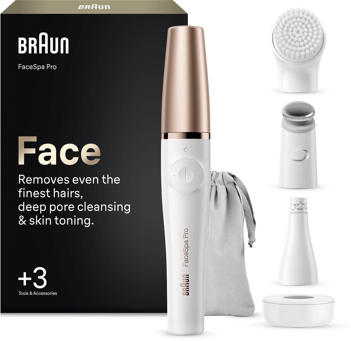 Braun FaceSpa Pro 911 - Gezichtsepilator - Reinigings- en huidverstevigingssysteem - + 3 Extra's - Wit/Brons